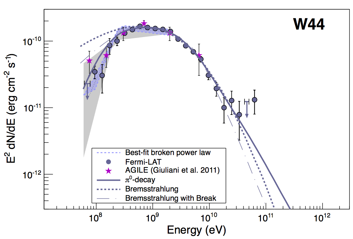 Energy spectrum of supernova remnant W44