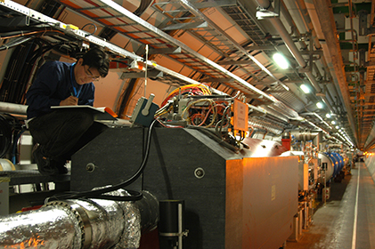 The LHCf experiment to study interactions of ultra-high-energy cosmic rays at the LHC.
